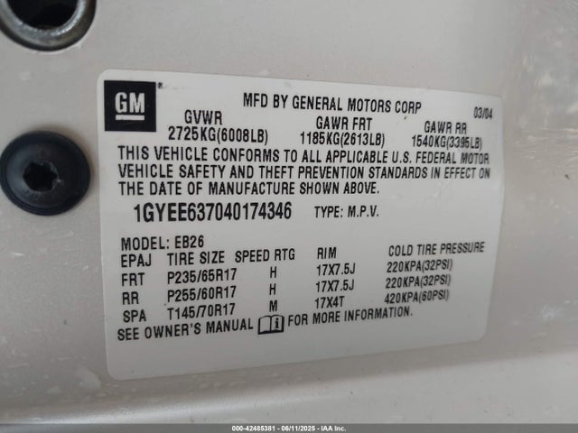 2004 CADILLAC SRX 1GYEE637040174346 Photo 8