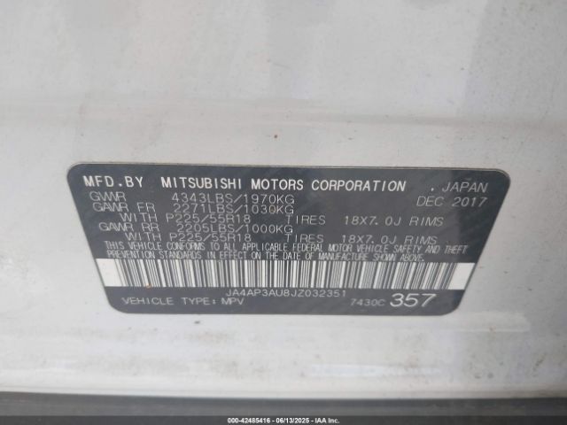 2018 MITSUBISHI OUTLANDER SPORT JA4AP3AU8JZ032351 Photo 8