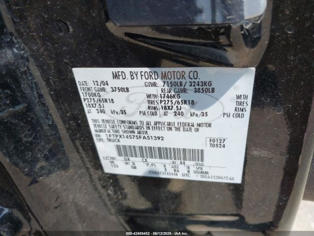 2005 FORD F-150 1FTPX14575FA51392 Photo 8
