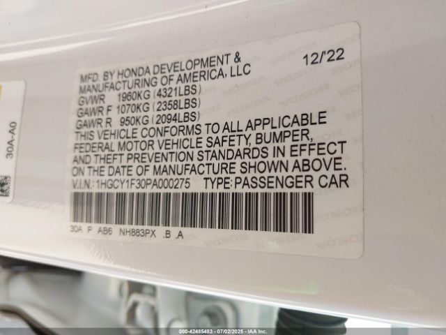 2023 HONDA ACCORD 1HGCY1F30PA000275 Photo 8