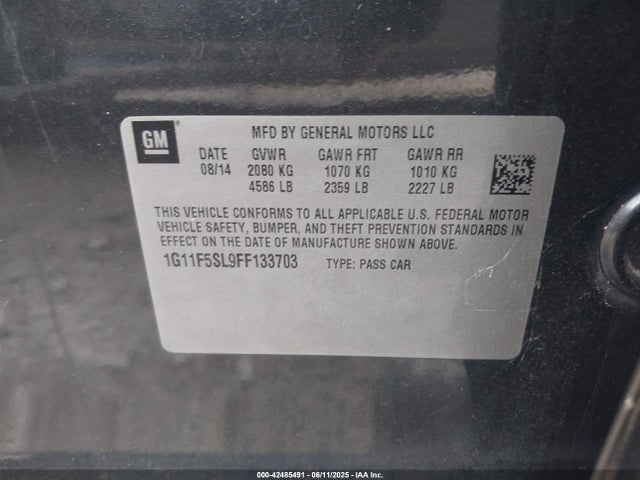 Chevrolet lkw 2015 1G11F5SL9FF133703 Image 9