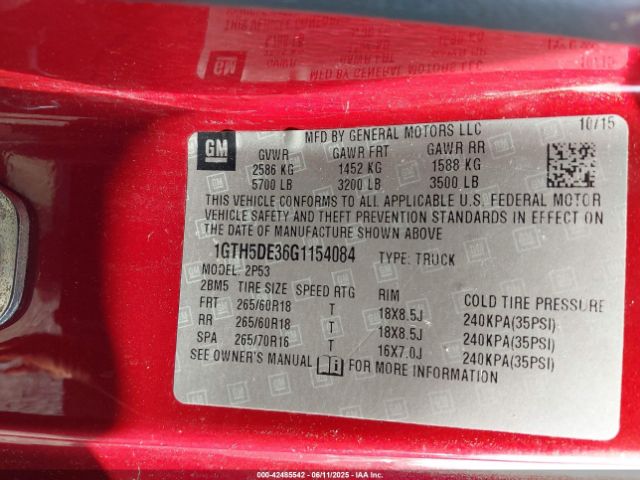 1GTH5DE36G1154084 GMC CANYON SLT