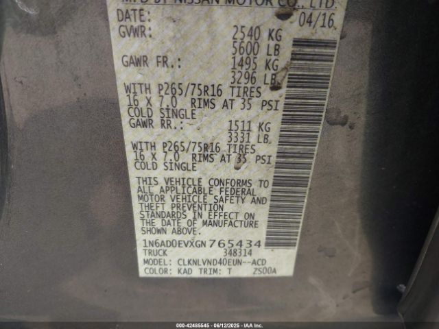 2016 NISSAN FRONTIER 1N6AD0EVXGN765434 Photo 8