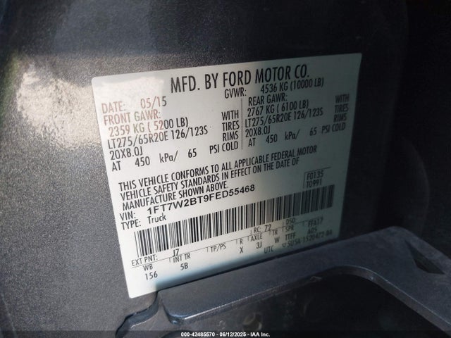 Ford F-250 2015 1FT7W2BT9FED55468 Image 9