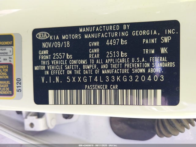 5XXGT4L33KG320403 KIA gdi