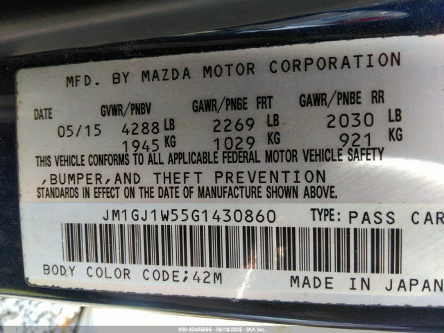 JM1GJ1W55G1430860 Mazda Mazda6 I Grand Touring