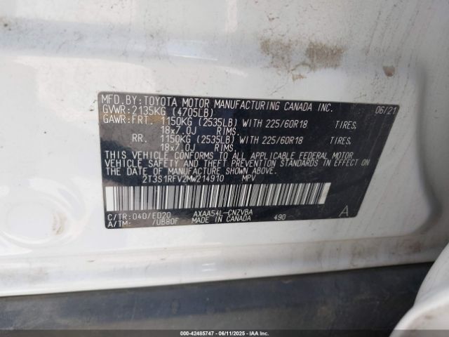 2021 TOYOTA RAV4 2T3S1RFV2MW214910 Photo 8