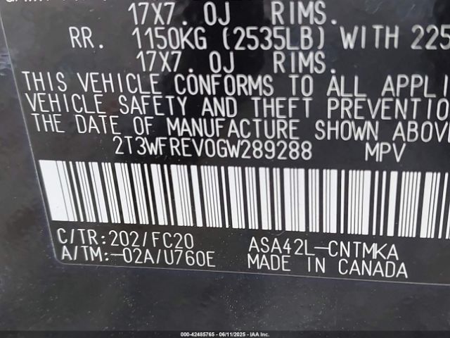2016 TOYOTA RAV4 2T3WFREV0GW289288 Photo 8