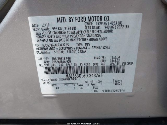 2020 FORD ECOSPORT MAJ6S3GL6LC343765 Photo 8