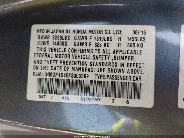 2015 HONDA CR-Z JHMZF1D40FS003369 Photo 8
