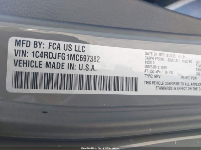 2021 DODGE DURANGO 1C4RDJFG1MC697382 Photo 8