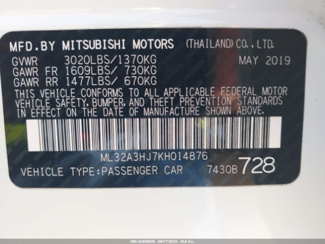 2019 MITSUBISHI MIRAGE ML32A3HJ7KH014876 Photo 8