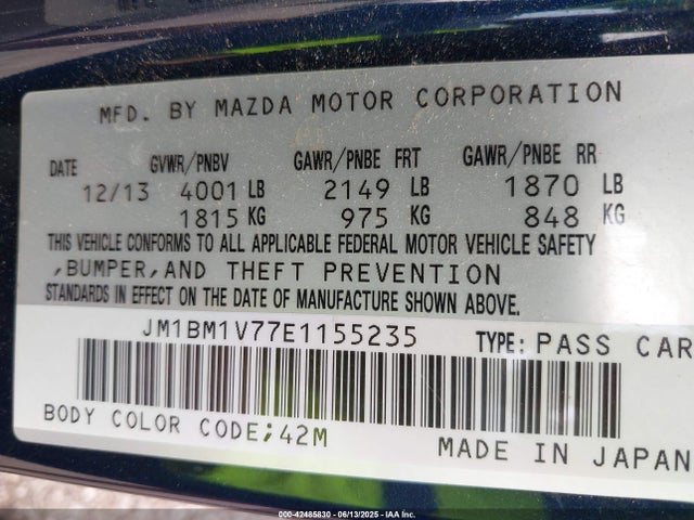 JM1BM1V77E1155235 Mazda pe