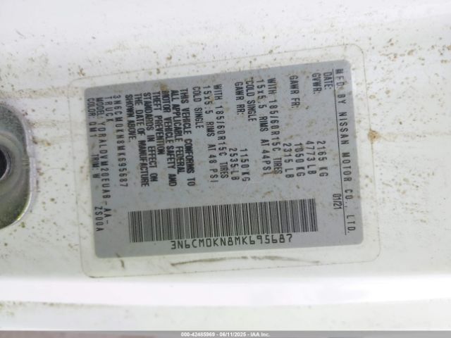3N6CM0KN8MK695687 Nissan Nv200  Cargo S Xtronic Cvt