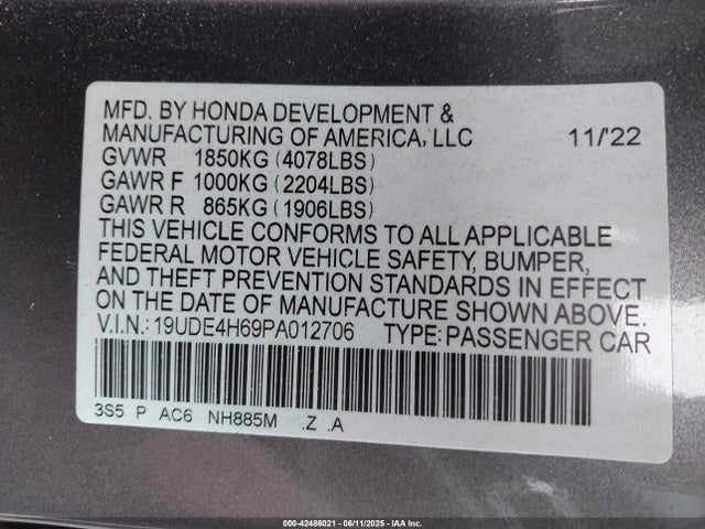 19UDE4H69PA012706 Acura l15ca