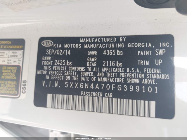 5XXGN4A70FG399101 KIA dohc gdi theta ii