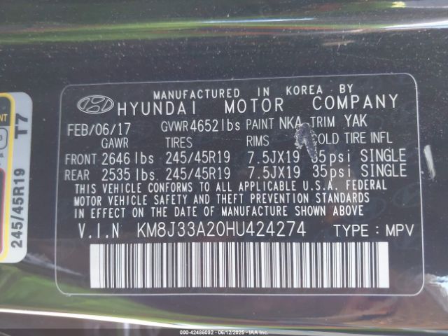 KM8J33A20HU424274 Hyundai t-gdi gamma