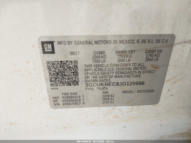 Chevrolet l83 - sidi: spark ignited direct injection, vvt: variable valve timing, afm, e85 max, alum 2018 3GCUKREC8JG125988 Image 9
