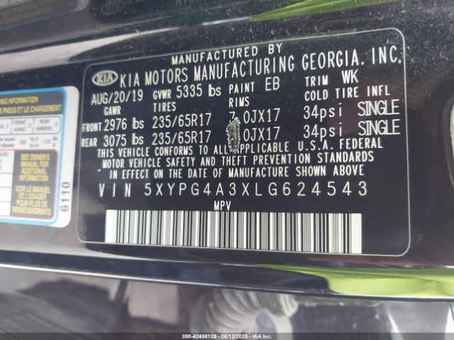2020 KIA SORENTO 5XYPG4A3XLG624543 Photo 8