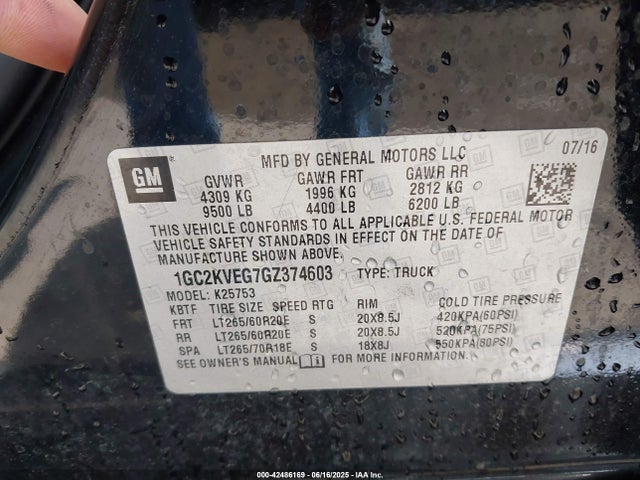 1GC2KVEG7GZ374603 Chevrolet l96 - flexible fuel (gas/ethanol), sfi iron