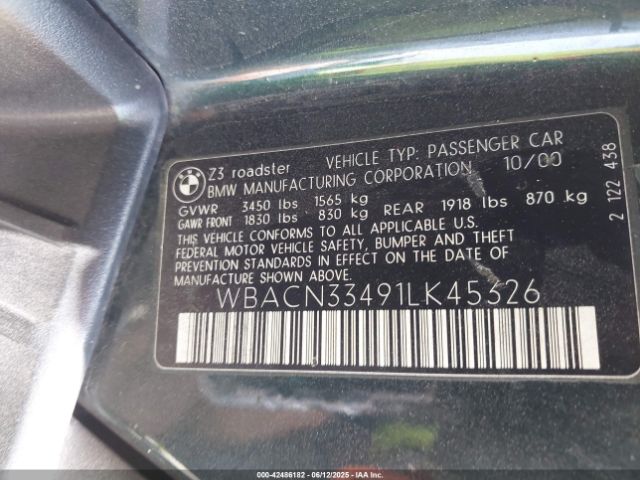 2001 BMW Z3 WBACN33491LK45326 Photo 8