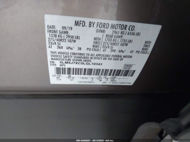 2020 LINCOLN AVIATOR 5LM5J7XC0LGL10343 Photo 8