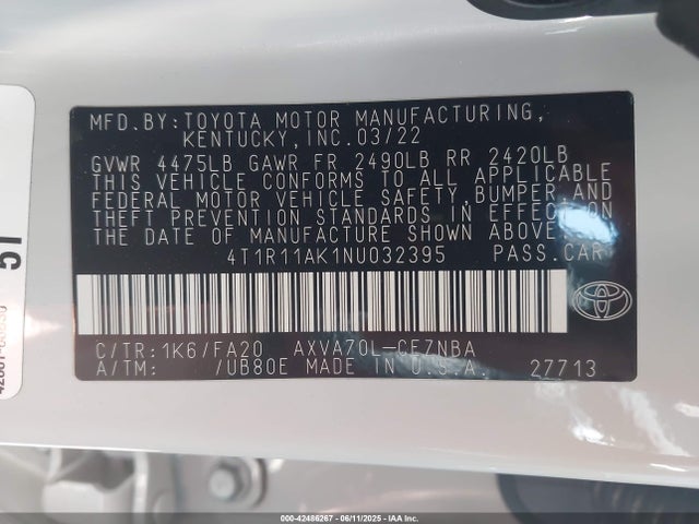 4T1R11AK1NU032395 Toyota a25a-fks