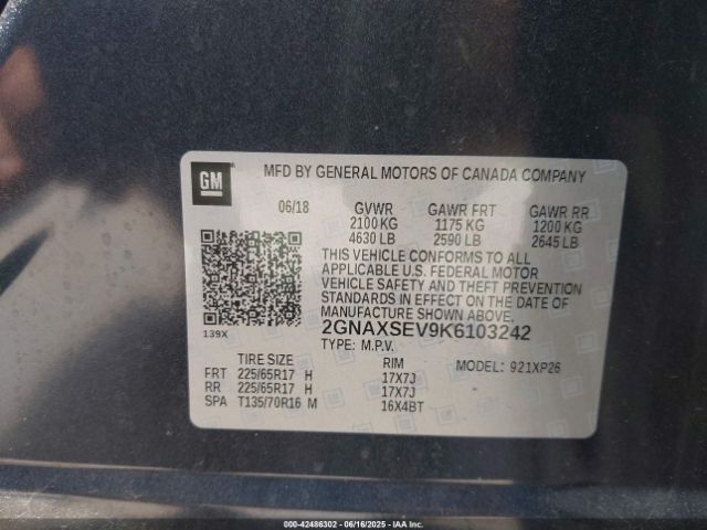 2019 CHEVROLET EQUINOX 2GNAXSEV9K6103242 Photo 8