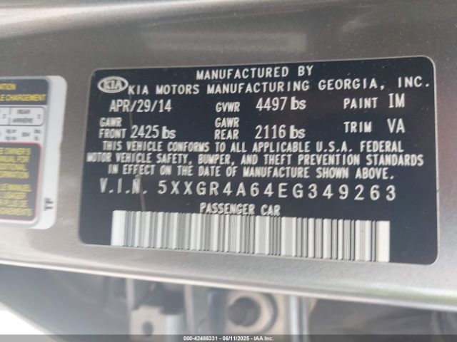 2014 KIA OPTIMA 5XXGR4A64EG349263 Photo 8