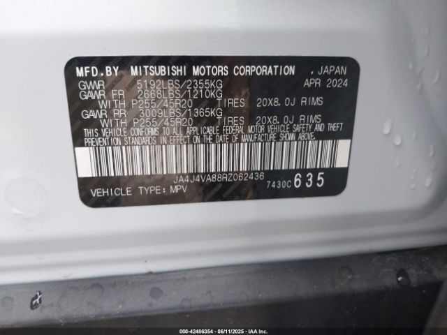 2024 MITSUBISHI OUTLANDER JA4J4VA88RZ062436 Photo 8