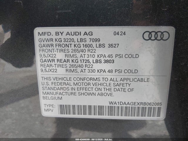 2024 AUDI Q8 E-TRON WA1DAAGEXRB062085 Photo 8