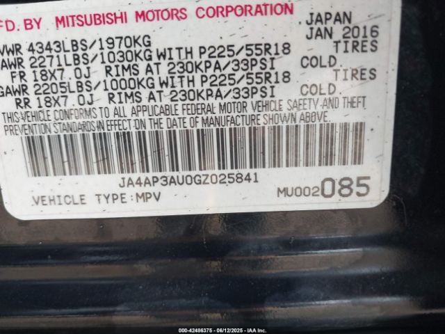 2016 MITSUBISHI OUTLANDER SPORT JA4AP3AU0GZ025841 Photo 8