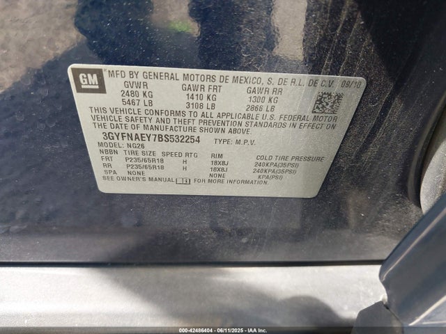 2011 CADILLAC SRX 3GYFNAEY7BS532254 Photo 8