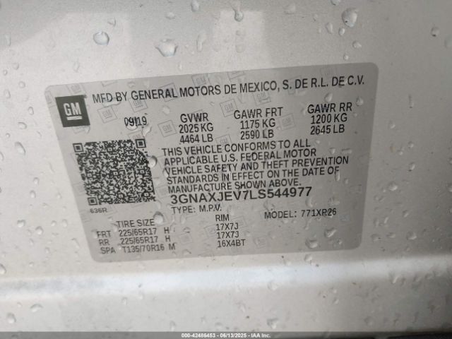 2020 CHEVROLET EQUINOX 3GNAXJEV7LS544977 Photo 8