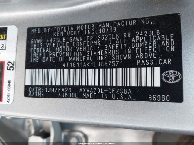 4T1G11AK1LU887571 Toyota a25a-fks