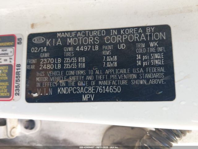 KNDPC3AC8E7614650 KIA dohc gdi theta ii