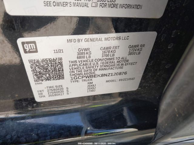 2022 CHEVROLET SILVERADO 1500 LTD 1GCPWBEK8NZ120876 Photo 8
