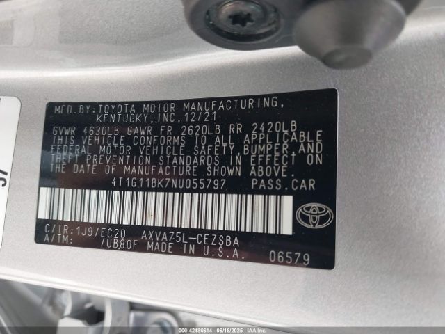 2022 TOYOTA CAMRY 4T1G11BK7NU055797 Photo 8