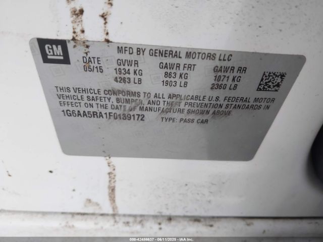 1G6AA5RA1F0139172 Cadillac Ats Standard