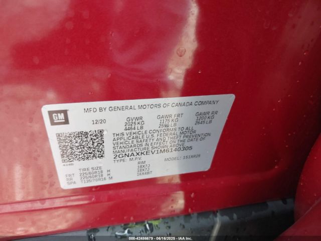 2021 CHEVROLET EQUINOX 2GNAXKEV1M6140305 Photo 8