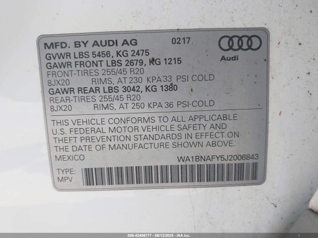 2018 AUDI Q5 WA1BNAFY5J2006843 Photo 8
