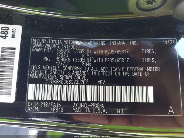Toyota a25a-fxs 2025 5TDKRKEC6SS233202 Image 9