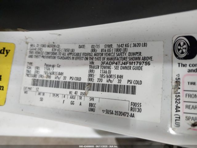 3FADP4TJ4FM179759 Ford FIESTA S