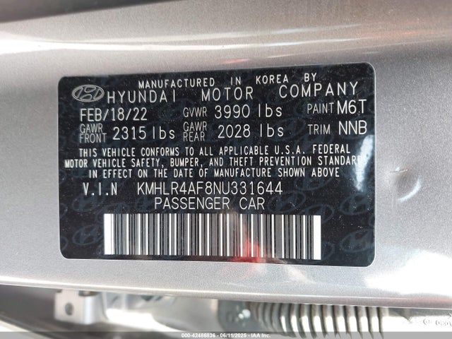 KMHLR4AF8NU331644 Hyundai t-gdi gamma ii