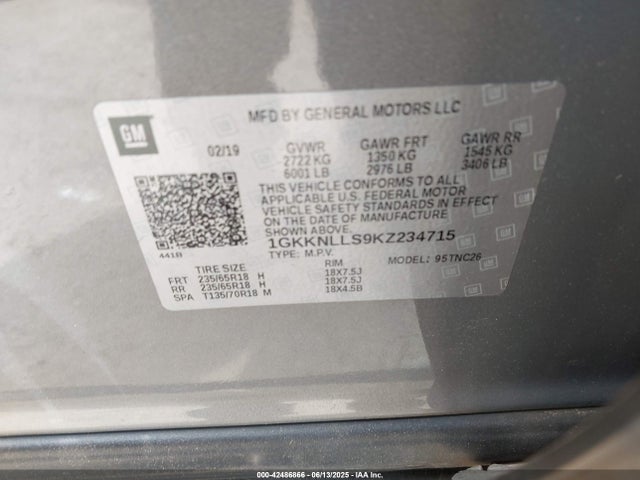 1GKKNLLS9KZ234715 GMC Acadia Sle-2
