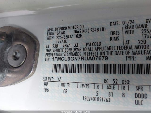 2024 FORD ESCAPE 1FMCU9GN7RUA07679 Photo 8