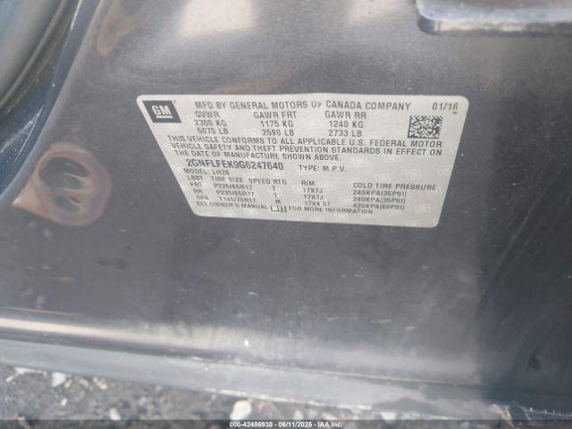 2GNFLFEK9G6247640 Chevrolet EQUINOX LT