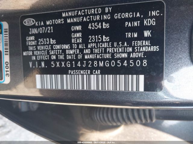 2021 KIA K5 5XXG14J28MG054508 Photo 8