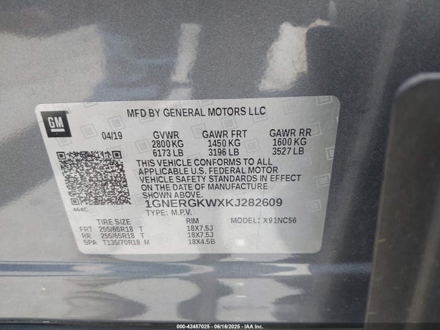 1GNERGKWXKJ282609 Chevrolet lfy - spark ignited direct injection, atss, gen 1