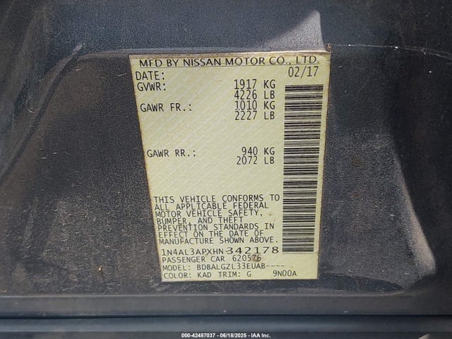 Nissan 2017 2017 1N4AL3APXHN342178 Image 9